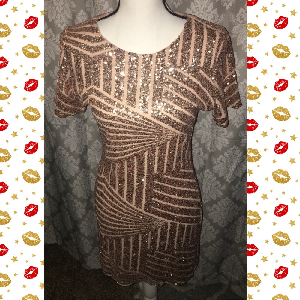 Verty Brand- Rose Gold Sequin Bodycon Dress